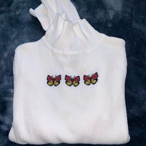 Mock Neck Butterfly Sweater